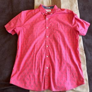 Hawker Rye men’s XL short sleeve button down pink with blue sun pattern